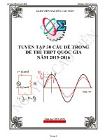 TUYỂN tập 30 câu dễ TRONG đề THI THPT QUỐC GIA môn vật lý sát với bộ ( có ĐAP án)