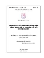 TÌM HIỂU sự BIẾN đổi LIPOPROTEIN máu ở hội CHỨNG THẬN hư NGUYÊN PHÁT tại KHOA THẬN – TIẾT NIỆU BỆNH VIỆN BẠCH MAI 