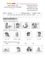 Đề thi học kỳ 2 môn Tiếng Anh lớp 4 trường Tiểu học Đoàn Thị Nghiệp, Tiền Giang năm học 2012 - 2013