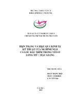 Hiện trạng và hiệu quả kinh tế, kỹ thuật của mô hình nuôi cá lóc đầu nhím trong vèo ở long mỹ – hậu giang 