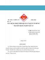 XÂY DỰNG PHẦN mềm QUẢN lý QUÁN ăn HÙNG NGUYÊN BẰNG NGÔN NGỮ c 