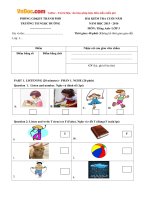 Đề thi học kỳ 2 môn Tiếng Anh lớp 3 trường Tiểu học Ngọc Đường, Hà Giang năm học 2015 - 2016