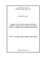 Nghiên cứu hoạt động sinh kế cộng đồng nhằm phát triển sản xuất tại xã Phúc An và Vĩnh Kiên (huyện Yên Bình, tỉnh Yên Bái)