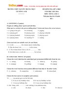 Đề thi giữa học kỳ 2 môn Tiếng Anh lớp 11 trường THPT Nguyễn Trung Trực năm học 2015 - 2016