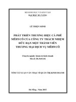 PHÁT TRIỂN THƯƠNG HIỆU CÀ PHÊ MÊ HY CÔ CỦA CÔNG TY TRÁCH NHIỆM HỮU HẠN MỘT THÀNH VIÊN THƯƠNG MẠI DỊCH VỤ MÊ HY CÔ