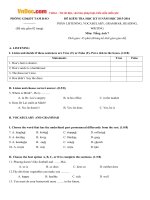 Đề thi học kỳ 2 môn Tiếng Anh lớp 7 Phòng GD-ĐT Tam Đảo, Vĩnh Phúc năm học 2015 - 2016