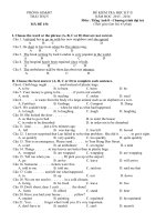 Đề thi học kỳ 2 môn Tiếng Anh lớp 8 Cơ bản Phòng GD-ĐT Thái Thụy, Thái Bình năm học 2015 - 2016
