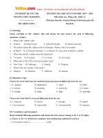 Đề thi học kỳ 2 môn Tiếng Anh lớp 11 trường THPT Đakrông, Quảng Trị năm học 2015 - 2016