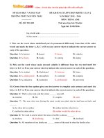 Đề khảo sát chất lượng lần 2 năm 2016 môn Tiếng Anh lớp 11 trường THPT Nguyễn Trãi, Thái Bình