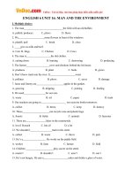 Bài tập Tiếng Anh lớp 6 Unit 16: Man and the Environment