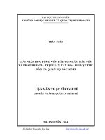 Giải pháp huy động vốn đầu tư nhằm bảo tồn và phát huy giá trị di sản văn hóa phi vật thể dân ca quan họ bắc ninh 