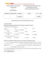 Đề thi học kỳ 2 môn Tiếng Anh lớp 7 Phòng GD-ĐT Châu Thành, Bến Tre năm học 2015 - 2016