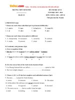 Đề thi học kỳ 2 môn Tiếng Anh lớp 10 trường THPT Minh Phú, Hà Nội năm học 2015 - 2016