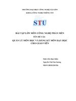 Quản lý môn học và đăng ký môn dạy học cho giáo viên