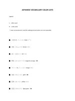 JAPANESE VOCABULARY COLOR LISTS