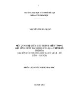 Mối quan hệ giữa các thành viên trong gia đình dưới tác động của đô thị hóa (nghiên cứu trường hợp xã cổ nhuế   từ liêm   hà nội) 