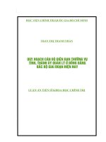 Quy hoạch cán bộ diện ban thường vụ tỉnh, thành ủy quản lý ở đồng bằng bắc bộ giai đoạn hiện nay 