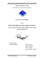 Luận văn phân tích hiệu quả hoạt động tín dụng tại chi nhánh ngân hàng nông nghiệp và phát triển nông thôn hòn đất 