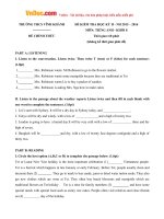 Đề thi học kỳ 2 môn Tiếng Anh lớp 8 trường THCS Vĩnh Khánh, An Giang năm học 2015 - 2016