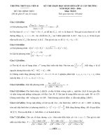 Đề thi học sinh giỏi môn Toán lớp 11 trường THPT Gia Viễn B, Ninh Bình năm học 2015 - 2016