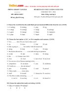 Đề thi học kỳ 2 môn Tiếng Anh lớp 8 Phòng GD-ĐT Tam Đảo, Vĩnh Phúc năm học 2015 - 2016