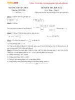 Đề thi học kì 2 môn Toán lớp 11 trường THPT Đa Phúc, Hà Nội năm học 2015 - 2016