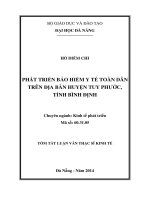 Phát triển bảo hiểm y tế toàn dân trên địa bàn huyện tuy phước, tỉnh bình định