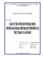 QUẢN LÍ NHÀ NƯỚC ĐỐI VỚI HOẠT ĐỘNG THƯƠNG MẠI NỘI ĐỊA TRÊN ĐỊA BÀN TỈNH ĐỒNG NAI THỰC TRẠNG VÀ GIẢI PHÁP