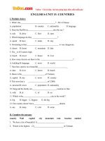 Bài tập Tiếng Anh lớp 6 Unit 15: Countries