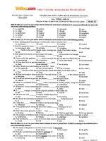 Đề thi học kỳ 2 môn Tiếng Anh lớp 10 Sở GD-ĐT Thái Bình năm học 2015 - 2016