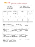 Đề thi học kỳ 2 môn Tiếng Anh lớp 8 Phòng GD-ĐT Châu Thành, Bến Tre năm học 2015 - 2016