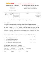 Đề thi học kỳ 2 môn Tiếng Anh lớp 6 Phòng GD-ĐT Châu Thành, Bến Tre năm học 2015 - 2016