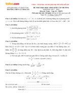 Đề thi học sinh giỏi môn Toán lớp 10 trường THPT Lý Thái Tổ, Bắc Ninh năm học 2015 - 2016