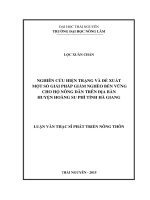 Nghiên cứu hiện trạng và đề xuất một số giải pháp giảm nghèo bền vững cho hộ nông dân trên địa bàn huyện hoàng su phì, tỉnh hà giang