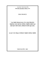 Vai trò tham gia của người dân trong xây dựng nông thôn mới tại huyện yên sơn, tỉnh tuyên quang
