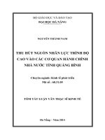 Thu hút nguồn nhân lực trình độ cao vào các cơ quan hành chính nhà nước tỉnh quảng bình