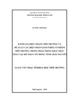 Đánh Giá Hiện Trạng Môi Trường Và Đề Xuất Các Biện Pháp Giảm Thiểu Ô Nhiễm Môi Trường Trong Hoạt Động Khai Thác Than Tại Mỏ Than Núi Hồng Tỉnh Thái Nguyên