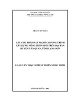 Các giải pháp đẩy mạnh chương trình xây dựng nông thôn mới trên địa bàn huyện văn quan, tỉnh lạng sơn
