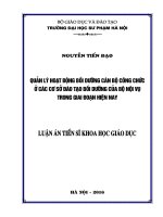 Quản lý hoạt động bồi dưỡng cán bộ công chức ở các cơ sở đào tạo bồi dưỡng của Bộ Nội vụ trong giai đoạn hiện nay