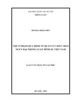 Tội vi phạm quy định về quản lý chất thải nguy hại trong luật hình sự việt nam 