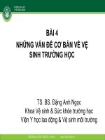 Bài giảng Sức khỏe trường học - Bài 4- Những vấn đề cơ bản về vệ sinh trường học