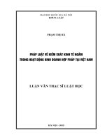 Pháp luật về kiểm soát kinh tế ngầm trong hoạt động kinh doanh hợp pháp tại việt nam 