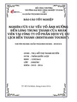Nghiên cứu các yếu tố ảnh hưởng đến lòng trung thành của nhân viên tại Công ty CP DVDL Bến Thành