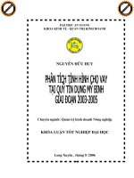 PHÂN TÍCH TÌNH HÌNH CHO VAY TẠI QUỸ TÍN DỤNG MĨ BÌNH GIAI ĐOẠN 2013 - 2015