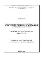 Organizing the modules designed in credit based teaching for a pedagogical course in universities of education