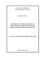 Huy động và sử dụng nguồn lực cho xây dựng nông thôn mới tại huyện yên sơn   tỉnh tuyên quang
