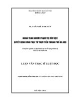 Nhân thân người phạm tội với việc quyết định hình phạt từ thực tiễn thành phố hà nội 