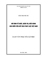 Mô hình tổ chức, quản trị, điều hành bảo hiểm tiền gửi theo pháp luật việt nam 