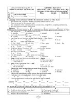 Đề thi Tiếng Anh 7 HK2 (2015-2016)