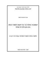 Phát triển Hợp tác xã nông nghiệp tỉnh Tuyên Quang